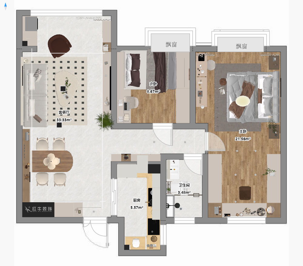 刘晓芳｜棠祥南苑3-1102-100㎡-奶油风格｜3室2厅1卫｜新房装修｜定制家｜全包13